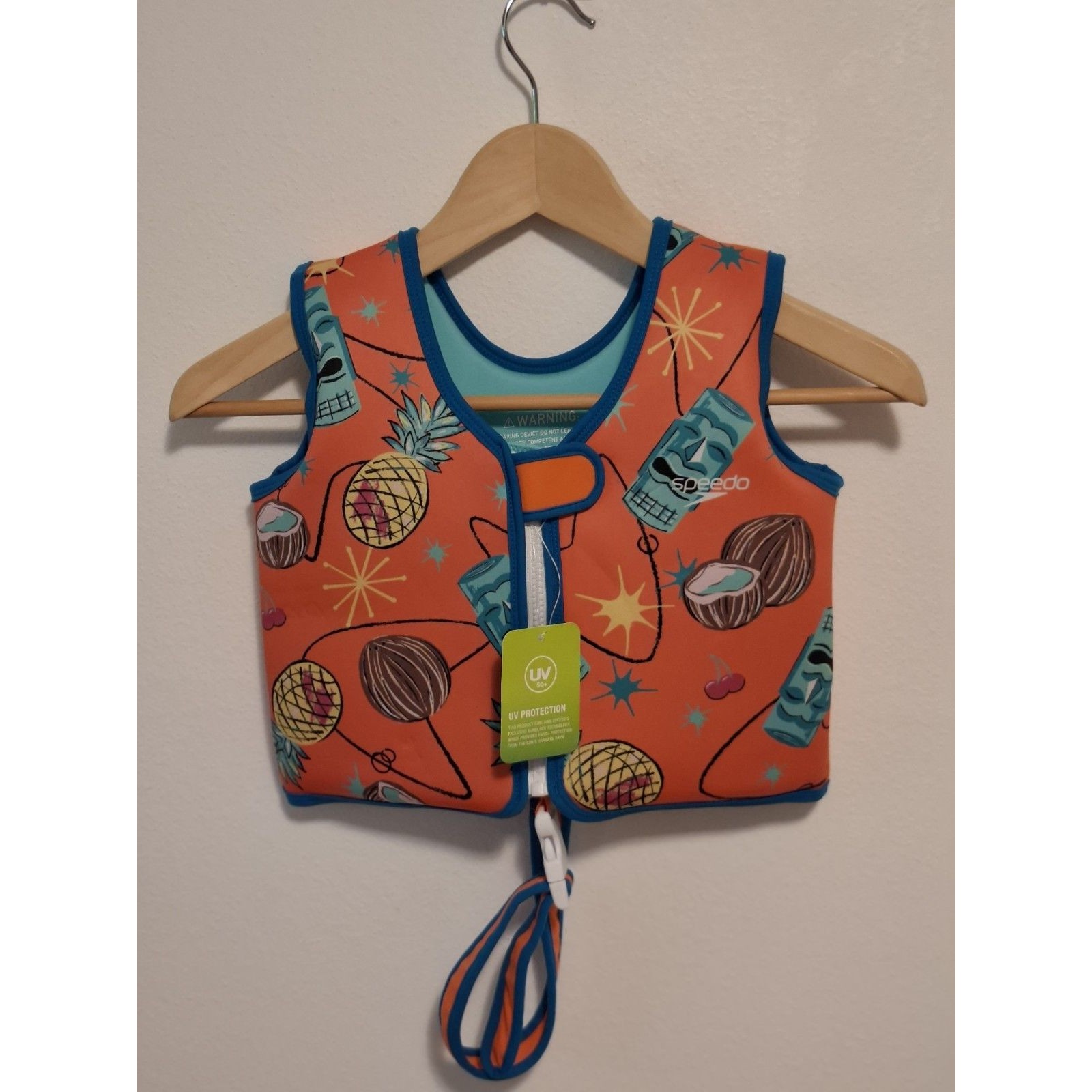 Speedo Kids Swim Vest Life Jacket Tiki Pineapple Uv 50+Age 4-6 Yrs 45-60 Lbs Nwt — image 3 of 8
